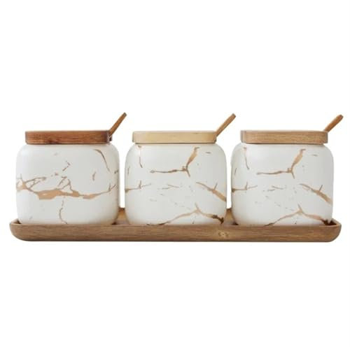 Caja De CeráMica Para Condimentos Juego de ollas de cerámica for condimentos, caja de almacenamiento de especias, pimentero y salero, azucarero, botella de condimento de cocina, contenedor de almacena