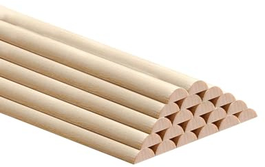 18 stycken 40 cm halvrunda trästavar träpluggstänger 12 x 6 mm halvrunda pluggstänger omålade träpluggstänger för hantverk och gör-det-självare