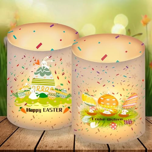 Lot de 12 photophores décoratifs de Pâques, Photophores de Table Pâques, Décoration Pâques Photophores, Décoration de Pâques, Photophores de Pâques pour Bougies Chauffe-Plat et Bougies (B)