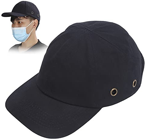 Niiyen Schwarze Baseball-Anstoßkappe, Arbeitsschutz, Schutzhelm, atmungsaktiv, Schutzhelm mit 4 Belüftungsöffnungen, für Männer, Frauen, Schweißer, Industrie
