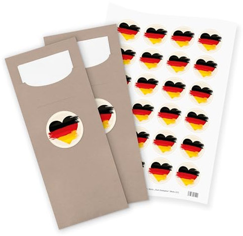 itenga 24x Bestecktaschen Pochetten aus Papier inkl. Serviette I Deutschland I 8,2 cm x 20,0 cm I geeignet für deutsche Anlässe, Mottopartys,Geburtstage, Fussball