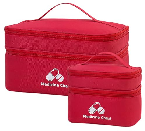 Dzmuero 2 Pezzi Kit Pronto Soccorso da Viaggio, Vuota, Portatile Impermeabile, Grande Capacità, Custodia per Medicinali per Casa, Ufficio, Viaggi, Camper, Alla Moda