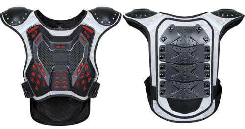 Abbigliamento protettivo per bambini da ciclismo, equipaggiamento protettivo per pettorina da moto da cross-country, giacca protettiva per sci pattinaggio a rotelle scooter,Black-L