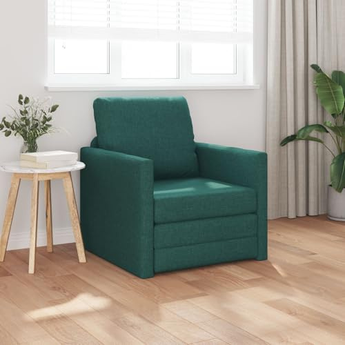 SKTQYQO Schlafsofa 2-in-1, dunkelgrün, 74 x 77 x 81 cm, Polyester-Stoff, moderner multifunktionaler Schlafsessel mit abnehmbarem Bezug, für Wohnzimmer und kleine Räume, Design