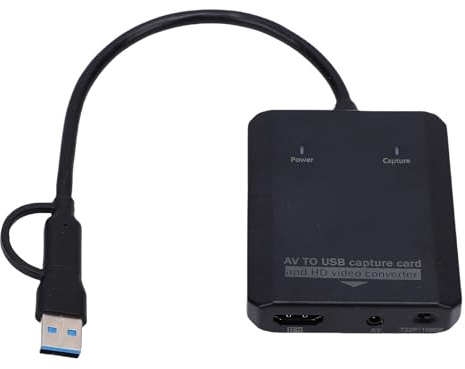 Bewinner Carte de Capture Vidéo USB VHS vers Convertisseur Numérique, Adaptateur AV vers HDMI pour Magnétoscope DVD, Aperçu en Temps Réel 1080p, Préserve Numériquement Les Anciennes Bandes