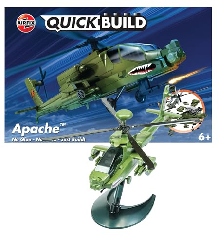 Airfix QUICKBUILD modellflygplanskit – J6004 Apache-modellbyggsats för barn 6+, bygghelikopterleksaker för pojkar och flickor – stridshelikopter och leksak flygplansset, gåvor för flygplanentusiaster