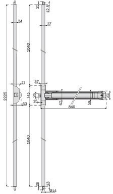 Iseo - Serrure barre de poussee anti-panique idea push bolt-coloris alu - Finition.Blanc - Larg. mm.840 -