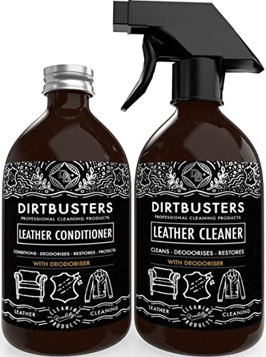 Dirtbusters Leather Cleaning And Conditioner Kit, Clean, Protect, Condition, Restore & Deodorise Leather Sofas, Furniture, Shoes, Bags, Car Seats, Saddles & Tack (2x500ml)