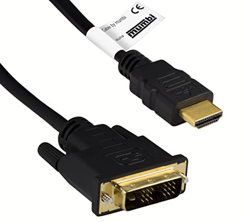 mumbi 08887 HDMI/DVI Cable 19-Pin HDMI-A Male to 18+1 DVI Male Double Shielding HDTV up to 1080p Gold-Plated Contacts 10.0 m Black