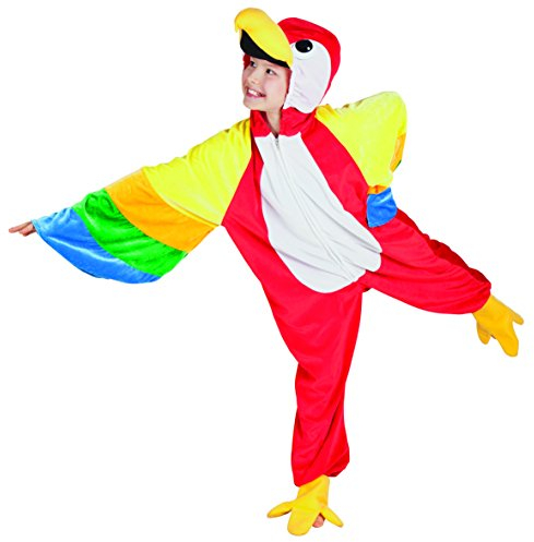 Boland - Kinderkostüm Papagei Plüsch, Flügel, Schnabel, Reisverschluss vorne, Taschen, Karneval, Fasching, Mottoparty, Verkleidung, Theater