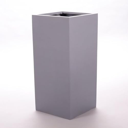 Elegant Einrichten Pflanzkübel, Blumenkübel Fiberglas säule 38x38x80cm grau.