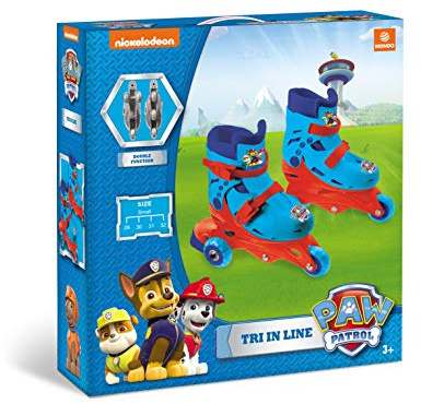 Mondo Toys – Paw Patrol – 3 In-Line Skates – verstellbare Doppelfunktion – PVC-Räder – Roller für Jungen / Mädchen – Größe S / Gr. 29/32 – 28313