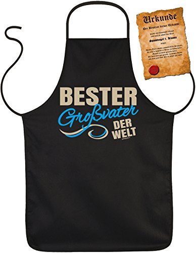 Opa Schürze - Sprüche Kochschürze Großvater : Bester Großvater der Welt -- Geschenk Grillschürze Geburtstag Opa + Urkunde