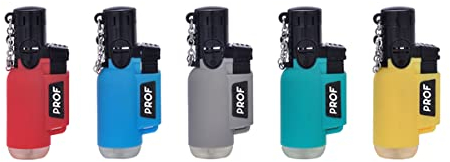 Lot de 5 Briquet Chalumeau Transparent Chaînette 1 Flamme Belflam - Fumeur Tempête Cigarette Accessoire - 016