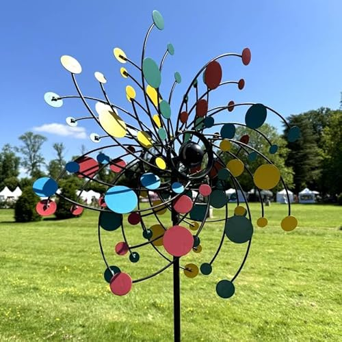 Sublime Eolienne Double Hélices Tuteur Mobile de Jardin en Acier 25x65x200cm