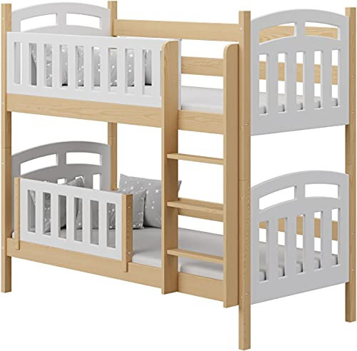 WFL GROUP Etagenbetten für Kinder 90x190 90x200 80x160 cm Massivholz Kiefer - Kinderbett - Jugendbett - 200x90 - Natürliches Kiefer