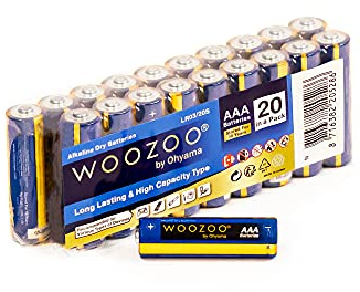 Woozoo, Piles alcalines AAA (Paquet de 20), 1.5V, 1250mAh, Puissance Longue durée, Durée de Vie de 10 Ans, pour Les Petits appareils électriques - Dry Cell Battery LR03 - Bleu