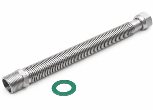 KNM Trade Edelstahl Flexrohr 1/2 300-600mm, Solar, Silber | Edelstahl AISI 304, Solar-, Wasser-, Glykol-, Ölsysteme, Heizungsanwendungen, druckbeständig