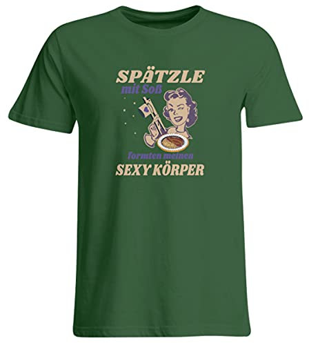 T-shirt grande taille avec inscription en allemand « Spätzle mit Soß », vert bouteille, 5XL
