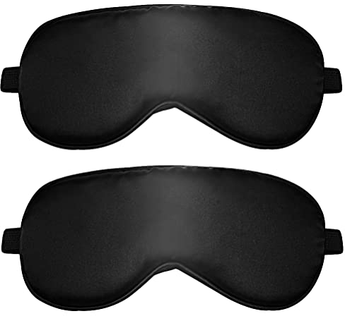 2 Stück Schlafmaske für Herren und Frauen, Seide Augenmaske Seitenschläfer Lichtblockierend Schlafbrille mit Verstellbarem Gummiband für Herren, Frauen und Kinder Reisen Flugzeug Nickerchen