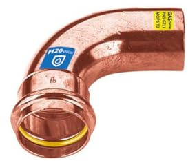 Sanpro Pressfitting Kupfer 90° Winkel - Bogen innen - außen, Größe V 35 (Kupfer Gas Wasser Trinkwasser Heizung Sanitär Fittings Fitting Kupferleitung)