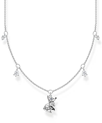 THOMAS SABO Kette Fuchs mit weißen Steinen silber 925 Sterlingsilber, Geschwärzt, Kaltemail