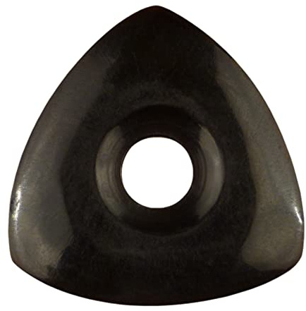 Black Buffalo Horn Guitar Or Bass Pick - 4.0 mm Ultra Heavy Gauge - 346 Contoured Triangle With Grip Hole Shape - Polished Finish Handmade Specialty Exotic Plectrum - 1 Pack