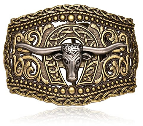 BBOTEN Western Texas Gürtelschnalle für Herren und Damen, Rodeo Patriotische Gürtelschnalle, Indianer Cowboy Gürtelschnallen, GRAU, Small