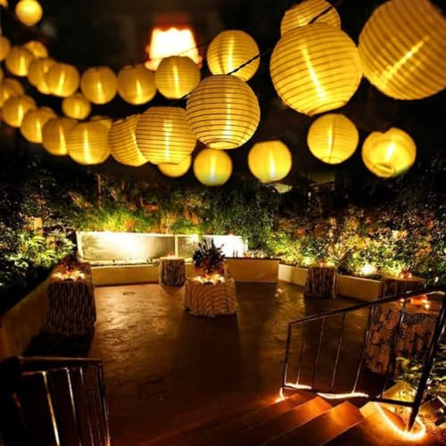Ausolee Solar Lichterkette Lampion Außen,5.5 Meter 20 LED Laternen 8 Modi,lampions Außen Wetterfest IP65,Outdoor Lichterkette Solar Für Garten, Hof, Hochzeit, Fest Deko (Warmweiß)