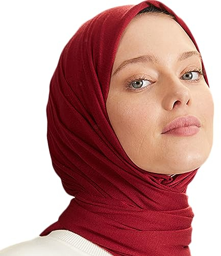 Premium Jersey Turban Kopftuch Schal Wrap Instant Hijab Für Damen | Muslim Instant Hijab Schal Cap für Frauen (Burgundisch)