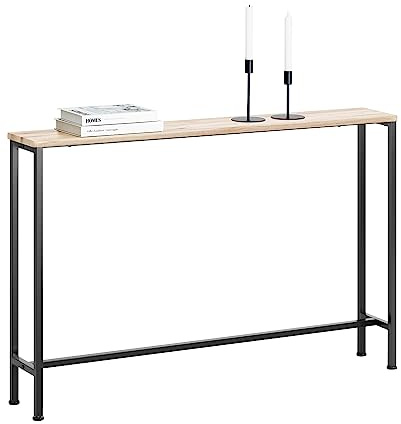 SoBuy Console entrée 120x20x80cm pour entrée | Meuble couloir ultra fin, structure métal robuste, plateau bois, charge 50kg, design scandinave blanc FSB19-XL-Z