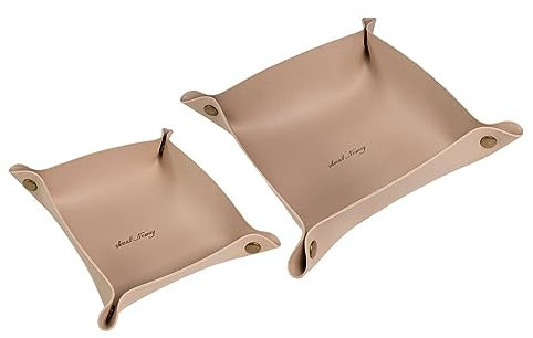 INTIRILIFE 2x Taschenleerer aus Kunstleder in Beige - Geknöpft Gesamtgröße 17 x 4.8/21.5 x 5.7 cm - Innengröße 14.5 x 4.8/18 x 5.7 cm - Organizer Aufbewahrungs Box für Schmuck Schlüssel Ablage