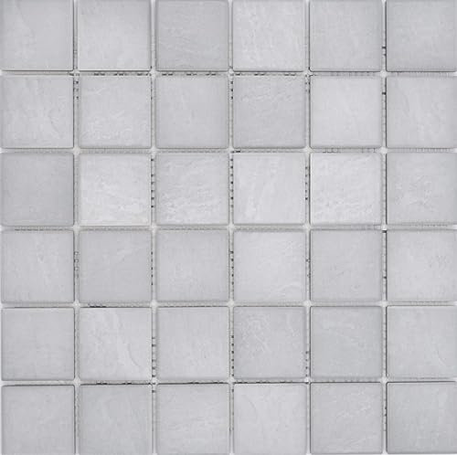 Mattonelle in ceramica Jasba grigio roccia opaco effetto pietra, piastrelle da bagno, 10 pannelli a mosaico
