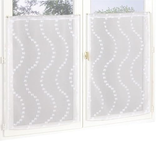 Atout Ciel Coppia di tende con finitura passasta, 2 x 60 x 160 cm, pronte da appendere, colore: bianco
