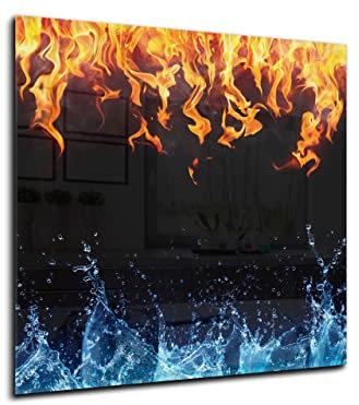 Canvasfly Küchenrückwandplatte Wandpaneele Feuer - 36 (60x60) für Küche