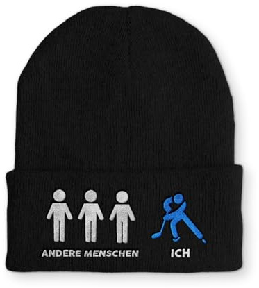 tshirtladen Spruchmütze Strickmütze Eishockey Wintermütze Mütze lustige Beanie mit Stick