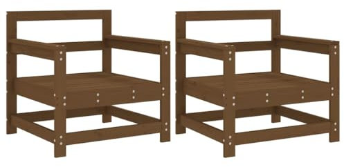 vidaXL Gartenstuhl 2 STK., Modular Gartenmöbel Lounge, Holzstuhl Stuhl für Garten Terrasse Balkon, Gartensessel Balkonstuhl, Honigbraun Massivholz Kiefer
