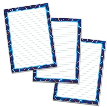 3 bunte Motiv Schreibblöcke Briefpapier liniert für Mädchen Kinder Schule Teens Erwachsene Laser Strahl Licht neon (3 Blöcke A5 mit je 25 Blättern)