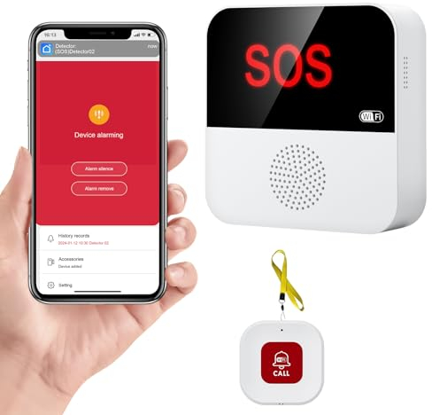 OOCOME Wireless Caregiver for Seniors Pager, Personal Alarms for Elderly, SOS Elderly Alarm Calls, Home Life Alert Wifi Smart Alarm System with Receiver and Bell Button