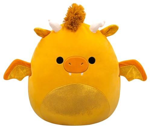 Squishmallows SQCR06637 – Mister den gyllene draken 40 cm, officiell Kelly-leksak, plysch, supermjukt gosedjur