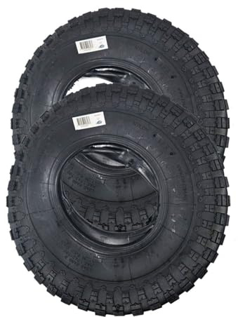 2 x Schubkarren Schlauch mit Mantel 4.80/4.00-8 Schubkarrenrad Ersatz-Rad | 6PR / 6 lagig, für Schubkarre Reifen Luftrad max. 268 kg Belastung