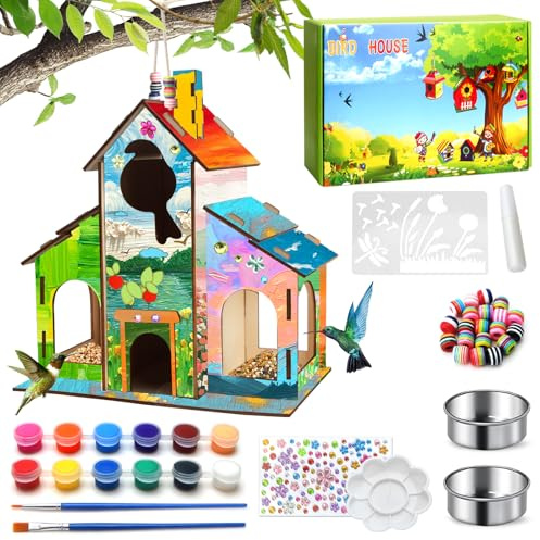 Col-Pary Mangeoires à oiseaux, kit de bricolage pour enfants, nichoir en bois,DIY Arts mangeoires pour oiseaux sauvages pour garçons et filles en plein air, 3-5 ans, 4-8 ans, 8-12 ans