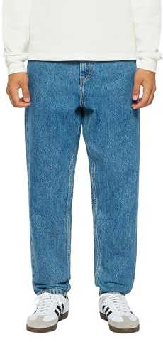 Burocs Jean coupe fuselée des années 90 pour homme - Bleu Carrot - 5 poches - Avec fermeture éclair YKK - 100 % coton, Bleu foncé vintage, 30W x 32L