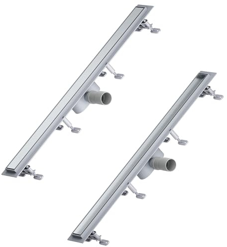 SONNI Duschrinne 70 cm, nahtlose Fliesenintegration, gebürsteter Edelstahl | 2-in-1 Abdeckung für Edelstahl- oder Fliesenoptik mit hoher Ablaufleistung und harmonischer Integration in moderne Duschen.