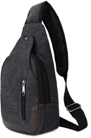 YUEZHAN Rucksäcke Daypacks Multi Taschen Herren Schulter Taschen Kreative Canvas Reise Crossbody-Tasche Mit Großer Kapazität Tote Geldbörsen Herren Tasche Schwarz
