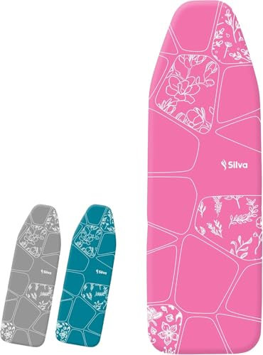 Silva Bügelbrettbezug 140x50 für Dampfbügelstation und Bügeleisen Dampf 100% aus Baumwolle und 5 mm Filzstärke Bügeltischbezug für Schnelles Bügeln Iron Board Cover (XL, Rosa)