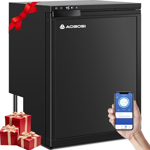 AAOBOSI 65L Campervan Fridge, Camping Refrigerator with APP Control, 12V Fridge Freezer for Campervan, Car, Truck, Boat, Motorhome, Travel