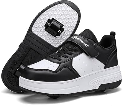 Scarpe da Skateboard a Due Ruote per Ragazze e Ragazzi, Scarpe da Ginnastica con Ruote Retrattili, Scarpe Pattini per Bambini, Perfette per Feste, Compleanni, Pasqua, Natale