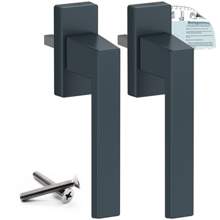 VOOXA Exklusiv Aluminium Fenstergriff | Anthrazitgrau RAL7016 (35mm), 2 Stück | für Fenster, Terrassen-/Balkontüren aus Holz, Kunststoff oder Aluminium | Kipp-Funktion | ergonomische, angenehme Haptik