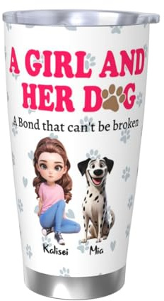 Vaso personalizado con texto en inglés A Girl And Her Dogs A Bond That Can't Be Broken, vaso para mamá de perro, regalo para dueños de perros, madres de perros, ella, mujeres en cumpleaños, Navidad,